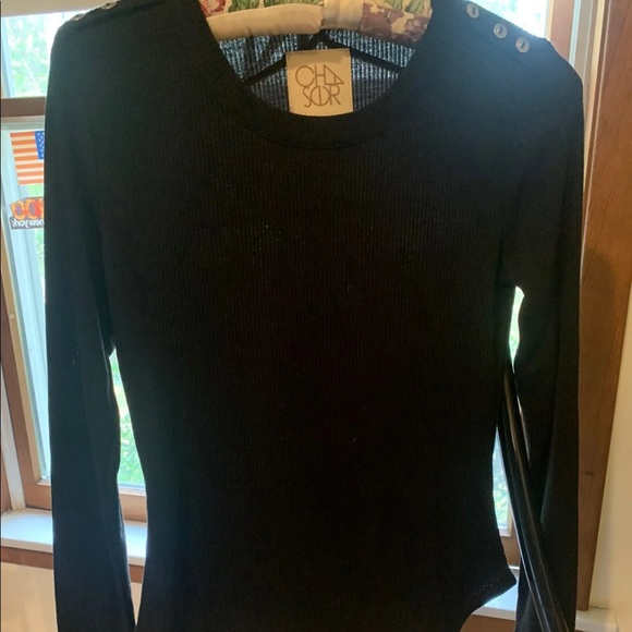 Chaser Brand Black Cozy Rib Shirttail Tee - Picture 3 of 4